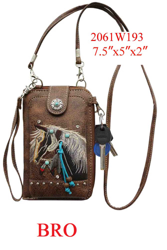 Wholesale Phone Wallet HORSE Design Brown