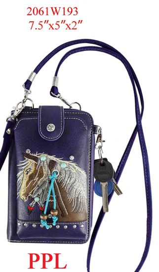Wholesale Phone Wallet HORSE Design Purple