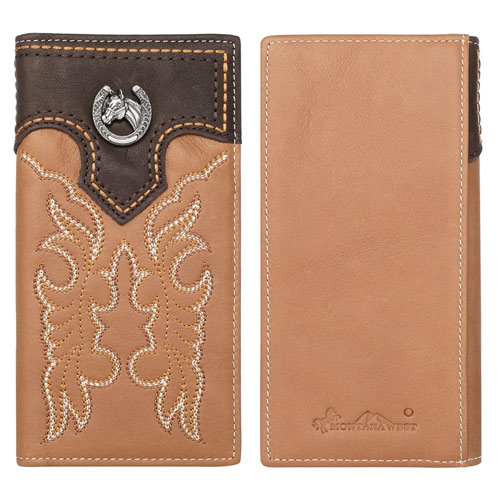 Montana West Genuine Leather Embroidered Men's Wallet HORSE