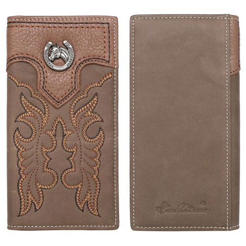 Montana West Genuine Leather Embroidered Men's WALLET Coffee