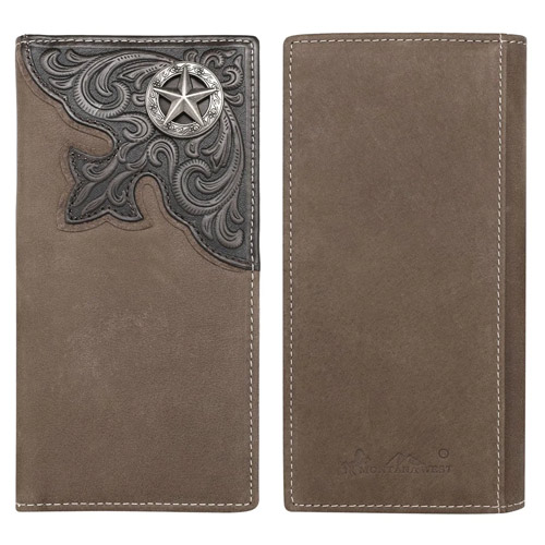 Montana West Genuine Tooled Leather Men's WALLET With Star Design