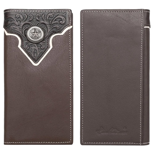 Montana West Genuine Leather Tooled Men's Wallet COFFEE