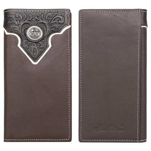 Montana West Genuine Leather Tooled Men's WALLET Coffee