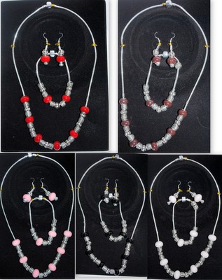 Wholesale Pre Mixed Murano beans Necklace, BRACELET, and Earring