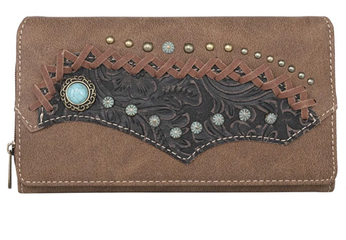 Montana West Criss-cross Stitch Embossed Floral WALLET