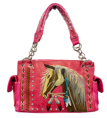 Wholesale Western Horse Design Satchel PURSE with Gun Pocket