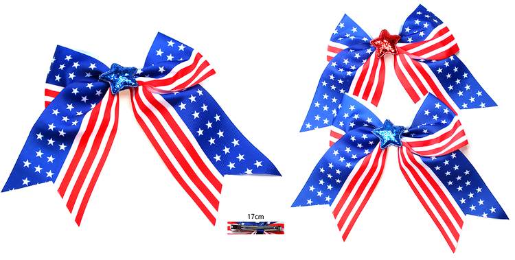 Wholesale USA FLAG With Star Hair Bow Tie Clip