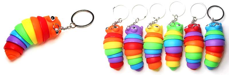 Wholesale Rainbow color Caterpillar Keychain