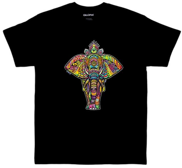 ELEPHANT 4 ? NEON PUFF T-SHIRTs Black Color