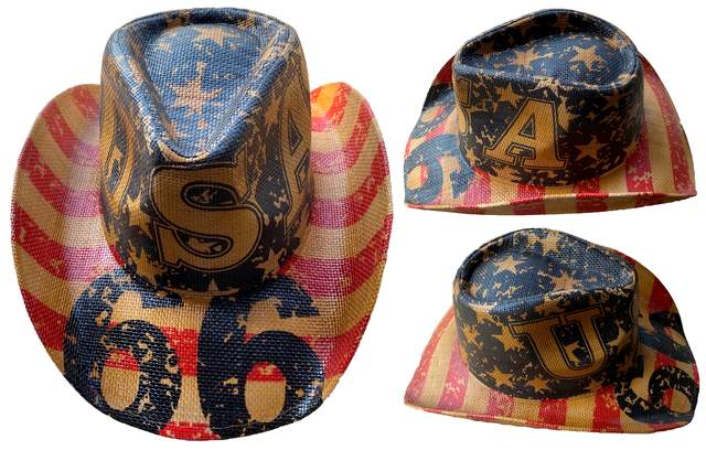 Wholesale Route 66 Western Cowboy Hat with USA FLAG