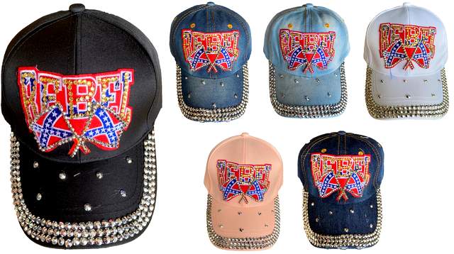 Wholesale Rhinestone Blinbling Baseball Hat/Cap Rebel FLAG