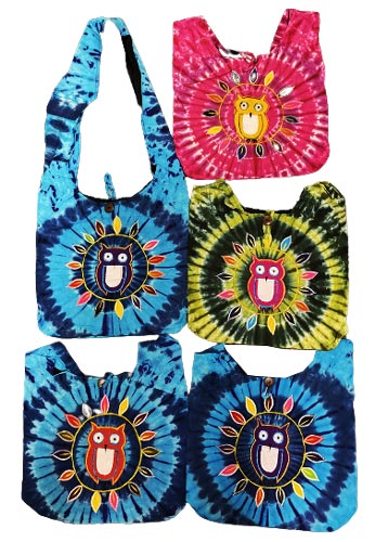 Wholesale TIE DYE Owl Hand made Hobo bag