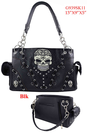 Wholesale Skull Design With GUN Pocket Backpack Black