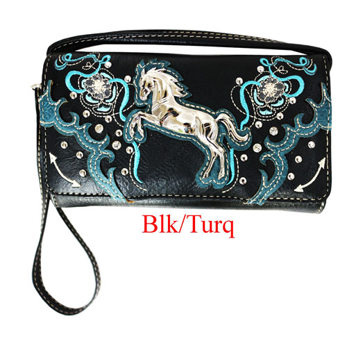 Wholesale Zelris Floral HORSE Western Crossbody Wrist Wallet