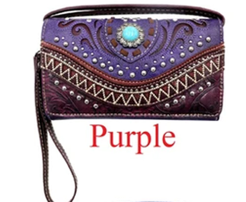 Wholesale Beige Concho Design WALLET Purse Purple