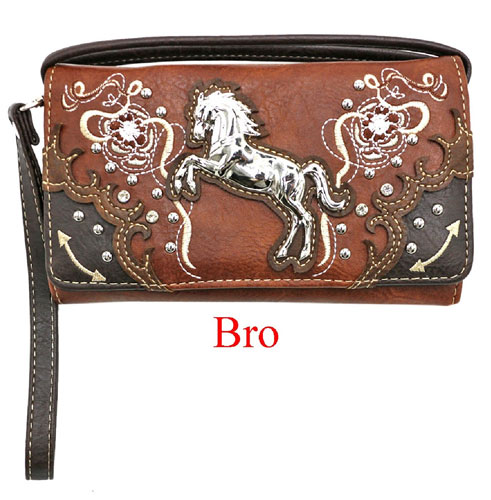 Wholesale Zelris Floral Horse WESTERN Crossbody Wrist Wallet