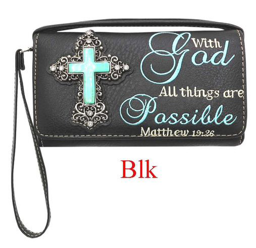 Wholesale WALLET Purse With God All Things Are Possible Black