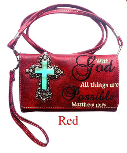 Wholesale Wallet PURSE With God All Things Are Possible Red