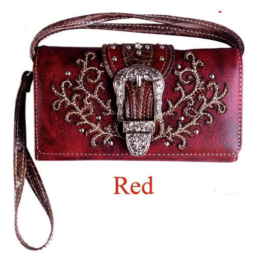 Wholesale Rhinestone Buckle Wallet Purse RED