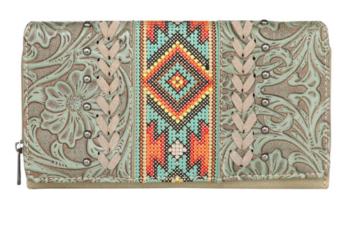 Montana West Tooled Collection WALLET Green