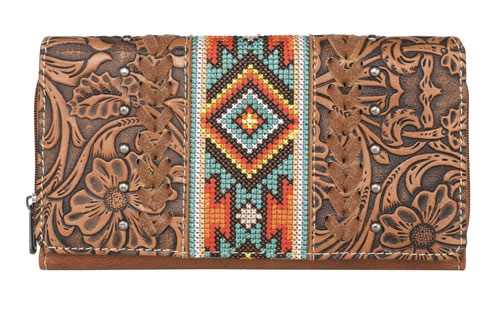 Montana West Tooled Collection WALLET Brown