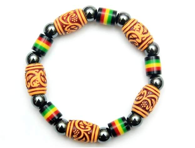 RASTA HEMATITE Beaded BRACELET