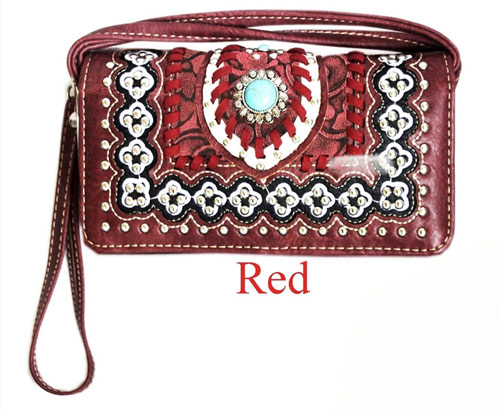 Wholesale WESTERN Wallet Purse Concho Design Red