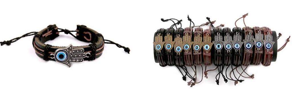 Wholesale Evil Eye Faux Leather Bracelet Hand