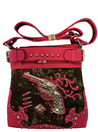 Wholesale Gun and Bullet Design Crossbody Fuchsia Color