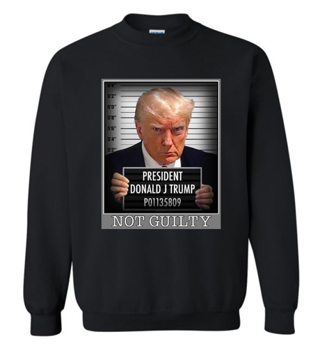 Wholesale Black Color Sweater SHIRT Trump NOT GUILTY MUGSHOT XXXL