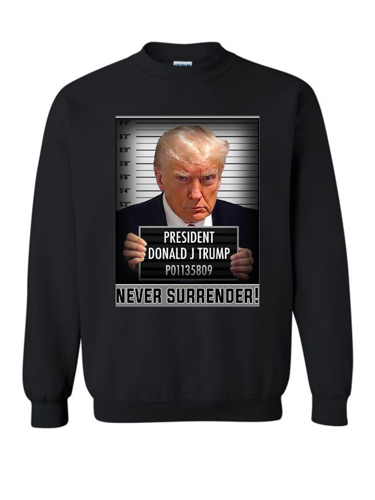Wholesale Black SWEATER shirt Trump NEVER SURRENDER MUGSHOT