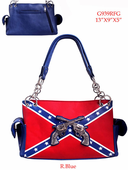 Wholesale Rebel Confederate Flag Large PURSE with Gun Design