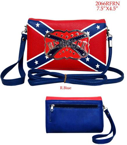 Wholesale Wallet PURSE Long Strap Rebel Flag With Red Neck Design