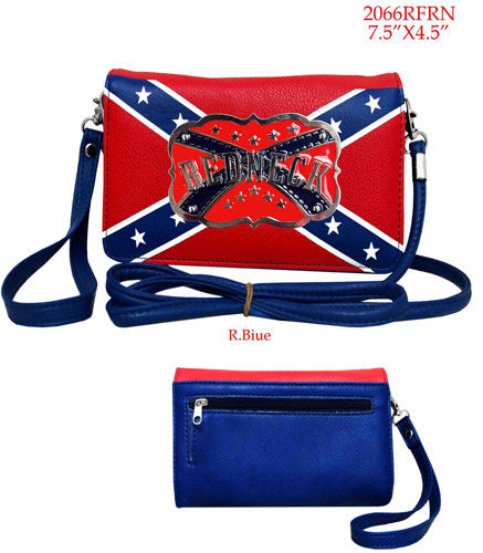 Wholesale WALLET Purse Long Strap Rebel Flag With Red Neck Design