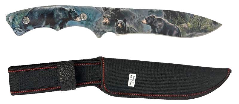 Bears Graphic Hunting Knife with Sheath