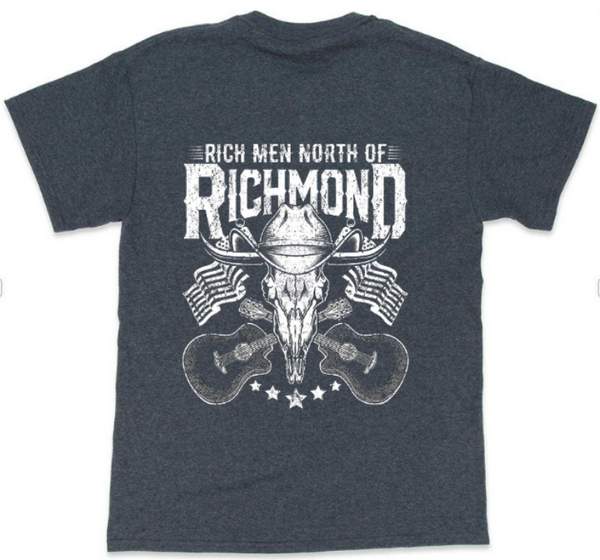 RICH MEN NORTH OF RICHMOND SKULL Dark Heather T-shirts