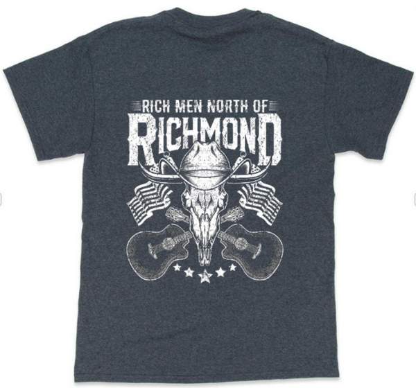 RICH MEN NORTH OF RICHMOND SKULL Dark Heather T-SHIRTs