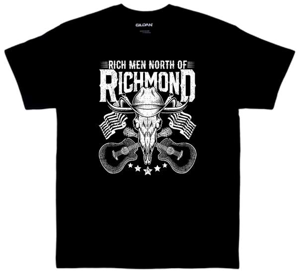 RICH MEN NORTH OF RICHMOND SKULL Black T-SHIRTS