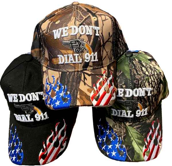 Wholesale We don't dial 911 american FLAG pattern on bill hats