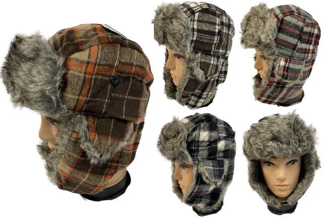 Wholesale Plaid Aviator Winter HAT