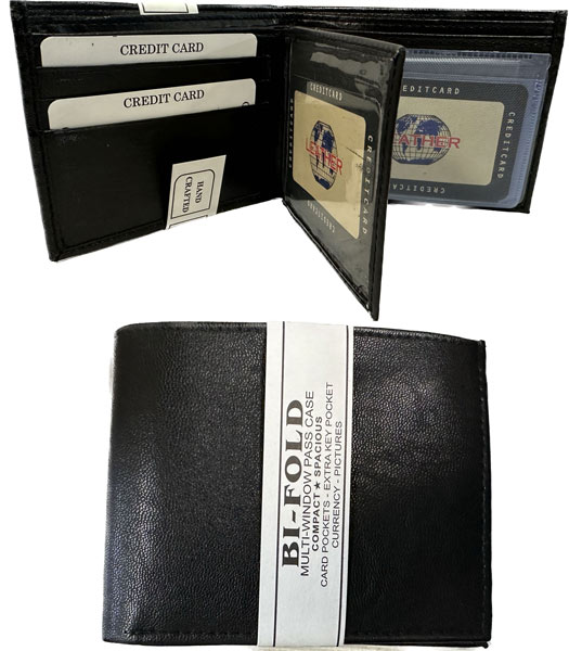 Wholesale Plain Men Bi-Fold Wallet Black