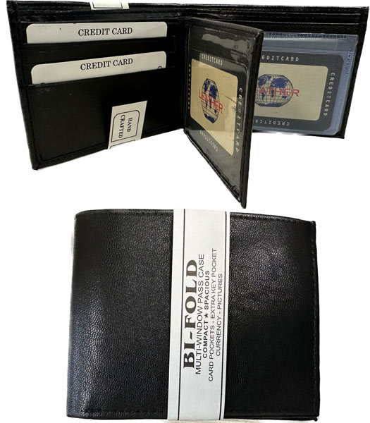 Wholesale Plain MEN Bi-Fold Wallet Black