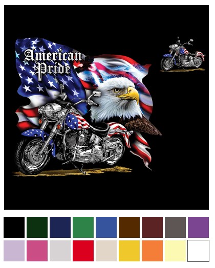 Wholesale AMERICAN PRIDE Flag And Motorcycle Transfer