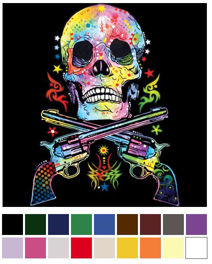 Wholesale Transfer Colorful GUN Skull