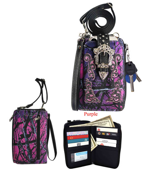 Wholesale Phone Wallet CAMO Design with Bucket  Purple