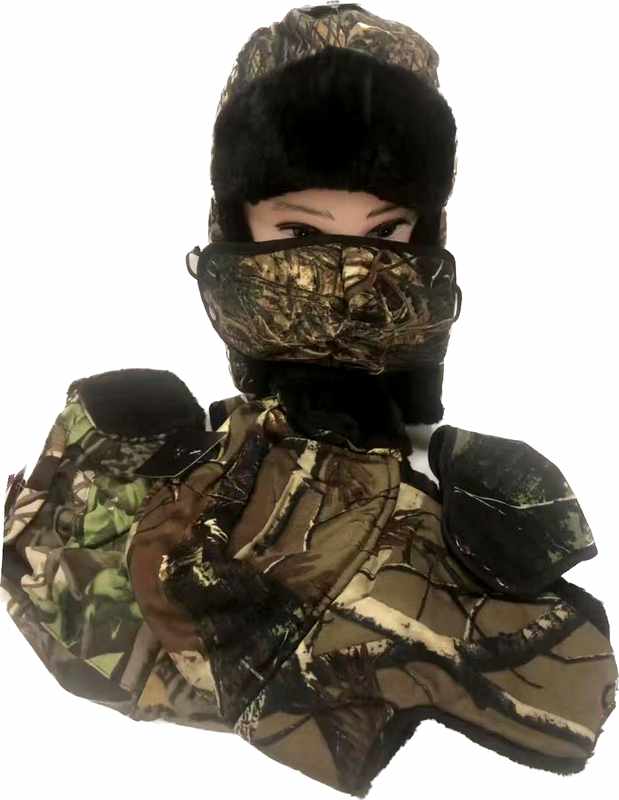 Wholesale Tree CAMO Aviator Hat with Fur Trim and Detachable Mask