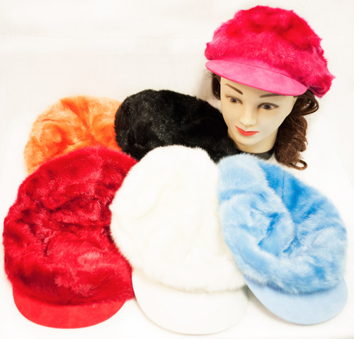 Wholesale Faux Fur Assorted ColoRED Newsboy HAT Fashion HATs