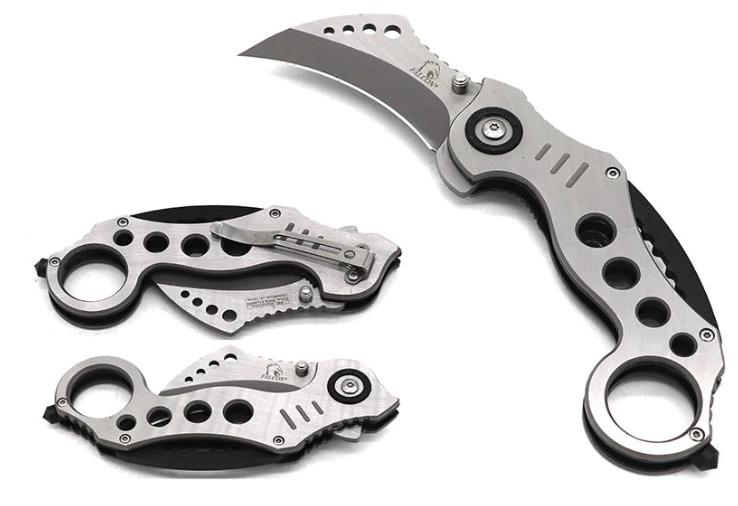 5.25'' Karambit Stainless Steel Folding POCKET KNIFE - Grey