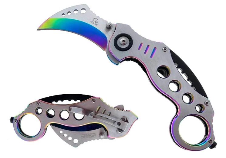 3'' Blade and 4'' Handle Folding Knife Rainbow