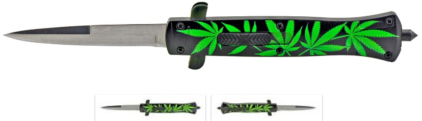 OTF Folding Front Folding Pocket KNIFE - Marijuana Pot Leaf